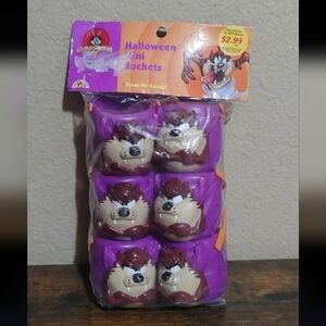 Cool Vintage Looney Tunes 1997 Halloween Mini Taz Buckets Pack Of 6 New. Sealed
